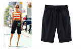 Women Candy Color Elastic Waist Shorts