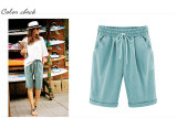Women Candy Color Elastic Waist Shorts