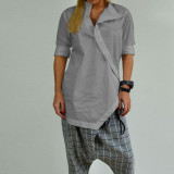 Spring Asymmetric Linen Blouse