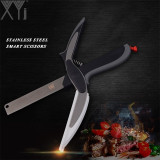 Stainless Steel Smart Scissors 2 in 1 Cutting Board Kitchen Chopper