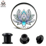 Acrylic picture screw back ear gauges