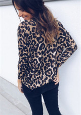 Fashion stretchable Leopard V Neck Tops