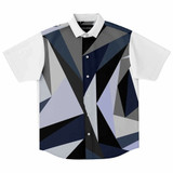 Patchwork Printed Short Sleeve Button Down Shirt