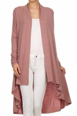 Bamboo Solid Color Open Front Cardigan
