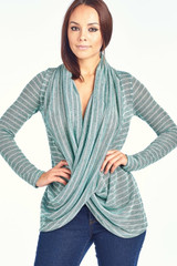 Women's Long Sleeve Criss Cross Cardigan Small to 3XL Athleisure Made