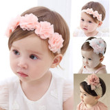 Baby Headband Flower Girls Pink Ribbon Hair Bands