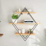 Nordic Metal Wall Shelf Three-tier Vintage Wood Wall Storage Shelf Nordic Metal Wall Shelf Three-tier Vintage Wood Wall Storage Shelf