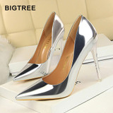 BIGTREE Shoes New Women Pumps Patent Leather High Heels Shoes BIGTREE Shoes New Women Pumps Patent Leather High Heels Shoes