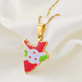 Burundi Map & Flag Pendant Necklace Burundi Map & Flag Pendant Necklace
