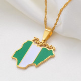 Nigeria Map Flag Pendant Necklace V2 Nigeria Map Flag Pendant Necklace V2
