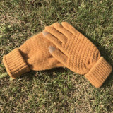Women Warm Winter Knitted Full Finger  Screen Luvas Mittens Girl Solid Woolen Gloves