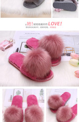 Women's Furry Cute Plush Fox Hair Fluffy Fur Winter Warm Slippers