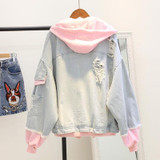Women Warm Winter Bomber Spring Autumn Hooded Coat  Basic Jeans Denim Jackets
