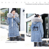 Women Warm Winter Bomber Spring Autumn Hooded Coat  Basic Jeans Denim Jackets