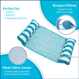 Aqua 4-in-1 Monterey Hammock Inflatable Pool Float, Multi-Purpose Pool Hammock (Saddle, Lounge Chair, Hammock, Drifter) Pool Chair, Portable Water Hammock, Light Blue/White Stripe