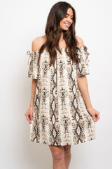 Off the Shoulder Snake Print Dress