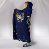 Blue Rose Butterfly Hooded Blanket
