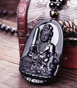 Natural Black Obsidian Buddha Necklace