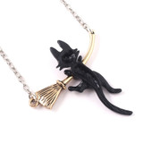 Unisex Black Cat Pendant Necklace
