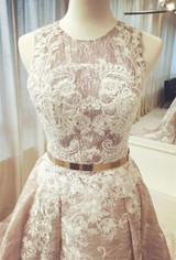 Chic Lace A Line Prom Dress Vintage Cheap Long Prom Dress #ER351