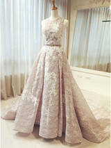 Chic Lace A Line Prom Dress Vintage Cheap Long Prom Dress #ER351