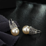 ''Aida' Pearl Earrings - 18K White Gold Finish