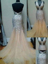 Mermaid Sexy Prom Dress African Tulle Halter Prom Dress #ER221