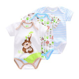 3 Pieces/lot Brand Summer Baby Boys Romper Animal style Short Sleeve cotton infant rompers Jumpsuit cotton Baby Newborn Clothes