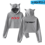 EXO Cat Ear Cropped Hoodie for Women
