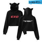 EXO Cat Ear Cropped Hoodie for Women