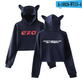 EXO Cat Ear Cropped Hoodie for Women