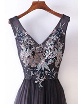 Black Lace Tulle Prom Dress Beautiful  Cheap Long Prom Dress #ER139