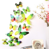 12Pcs/Lot 3D DIY Wall Sticker Stickers Butterfly Home Decor For Fridge Kitchen Living Room Decoration Rainbow PVC Wallpaper