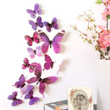 12Pcs/Lot 3D DIY Wall Sticker Stickers Butterfly Home Decor For Fridge Kitchen Living Room Decoration Rainbow PVC Wallpaper