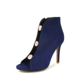 Suede Open Toe Ankle Pumps
