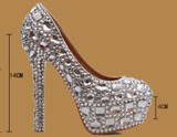 Fashion women's crystal rhinestone shoes platform shoes bride wedding
