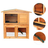 40" Roof Waterproof Wooden Rabbit Hutch A-Frame Pet Cage Wood Small House Chicken Coop