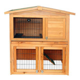 40" Roof Waterproof Wooden Rabbit Hutch A-Frame Pet Cage Wood Small House Chicken Coop