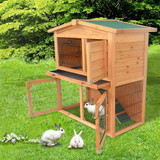 40" Roof Waterproof Wooden Rabbit Hutch A-Frame Pet Cage Wood Small House Chicken Coop