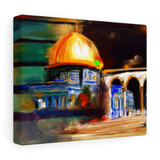 al-aqSaa Dome of the Rock Mosque Abstract Painting Square Canvas Gallery Wrap