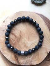 Protection Bracelet | Men's Lava and Magnetic Hematite Bracelet | Essential Oil Diffuser | Unisex Crystal Bracelet