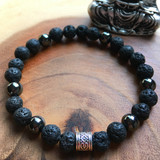 Protection Bracelet | Men's Lava and Magnetic Hematite Bracelet | Essential Oil Diffuser | Unisex Crystal Bracelet
