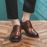 High Quality Oxford Shoes Men Brogues Shoes Lace-Up Bullock Business Dress Shoes Male Formal Shoes Plus Size 38-44 F7-86