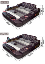 Genuine leather bed frame Soft Beds LED light Bedroom