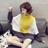 Fashionable stand collar top loose and versatile casual color matching lazy coat
