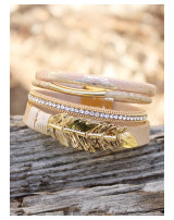 Beige Feather Cuff Bracelet
