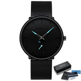 Luxury Quartz Watch Men Casual Slim Mesh Steel Waterproof Sport Watch