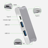 GOOJODOQ USB Type C HUB USB-C to HDMI 4k Adapter with SD/Micro SD Card Reader, USB 3.0 ports PD Power Port Combo for MacBook Pro