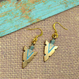 Arrowhead Gold and Turquoise Charm Earrings