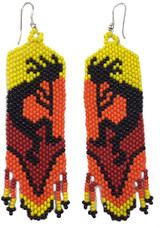 Handmade Beaded Kokopelli Design Earrings